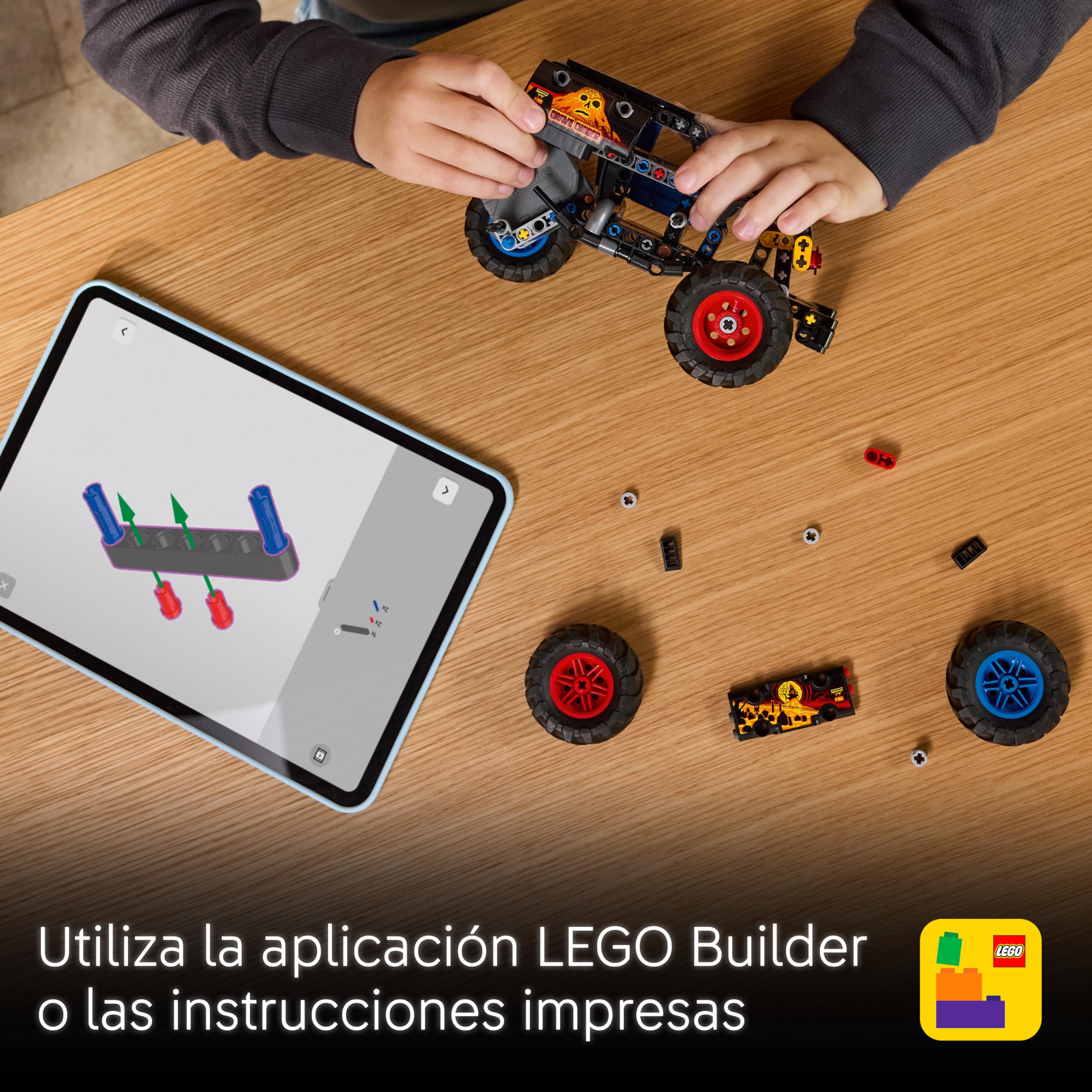 LEGO Technic Monster Jam Grave Digger Fuego y Hielo - Camión de Juguete de Carga Manual - Maqueta de Coche de Carreras con Detalles Realistas - Regalo de Cumpleaños para Niños y Fans de 7+ Años 42219