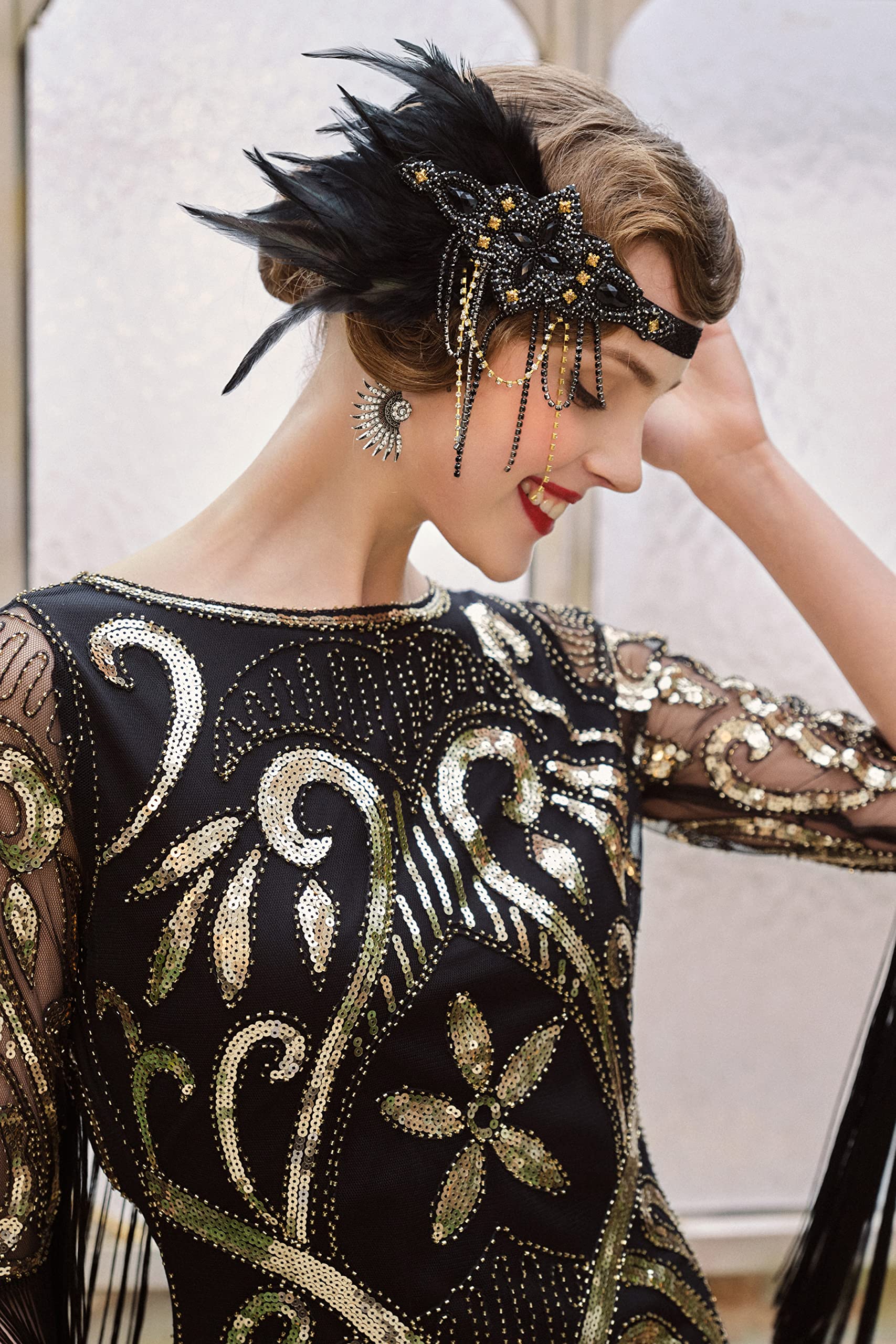 1920s headpiece black and gold