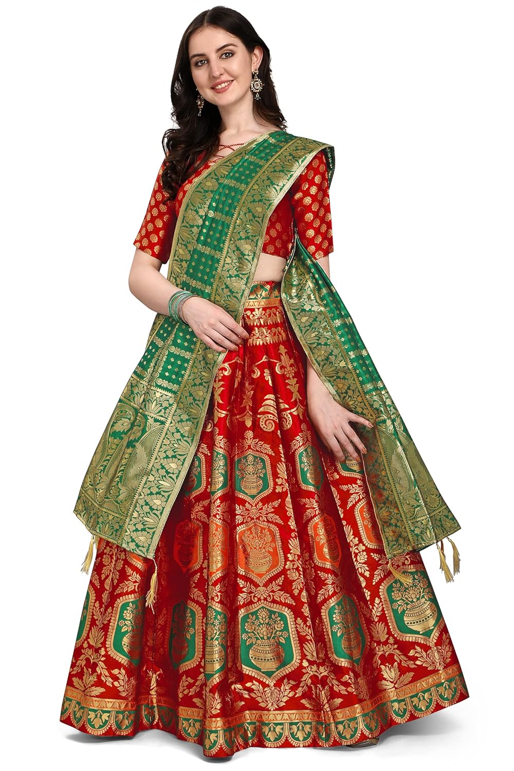 PURVAJA Women’s Jacquard Semi-Stitched Lehenga choli PURVAJA Women’s Jacquard Semi-Stitched Lehenga choli