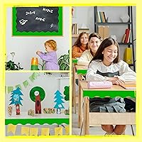 Vista 5 de Bordes de tablón de anuncios de 60 pies, borde ondulado verde puro con diseño de línea ondulada para decoración de escuela, aula y oficinas