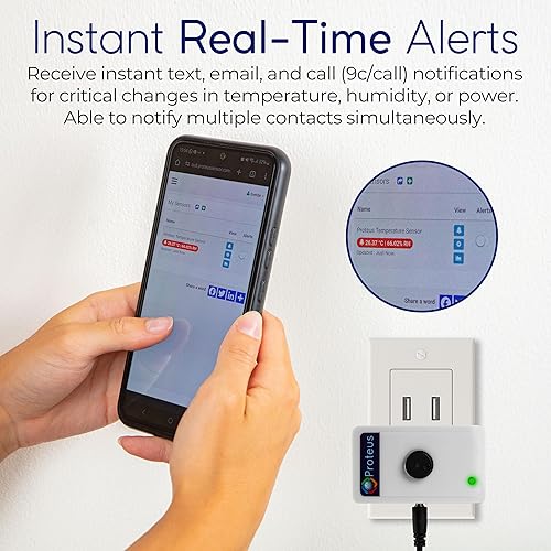 Miniatura 3 de Proteus AMBIO - Sensor de temperatura y humedad Wifi con zumbador y alertas de correo electrónicotexto