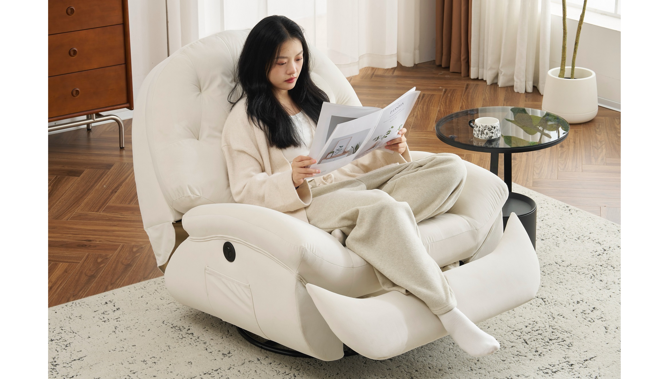 Amazon｜OSLEEP 電動リクライニングソファー 105度～165度 270度回転式