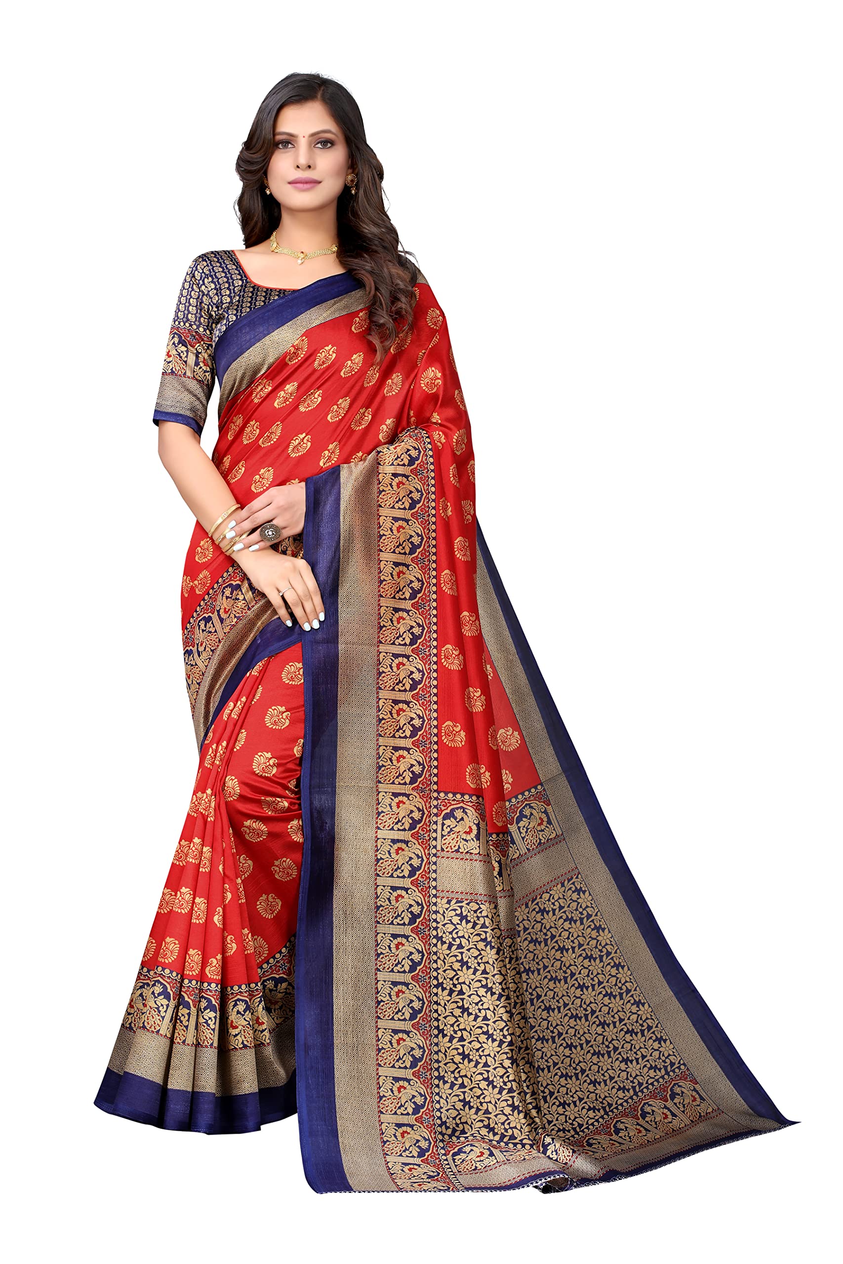 Sari para mujer Yashika Jacquard Art Sil longitud estándar - Imagen 8 de 13