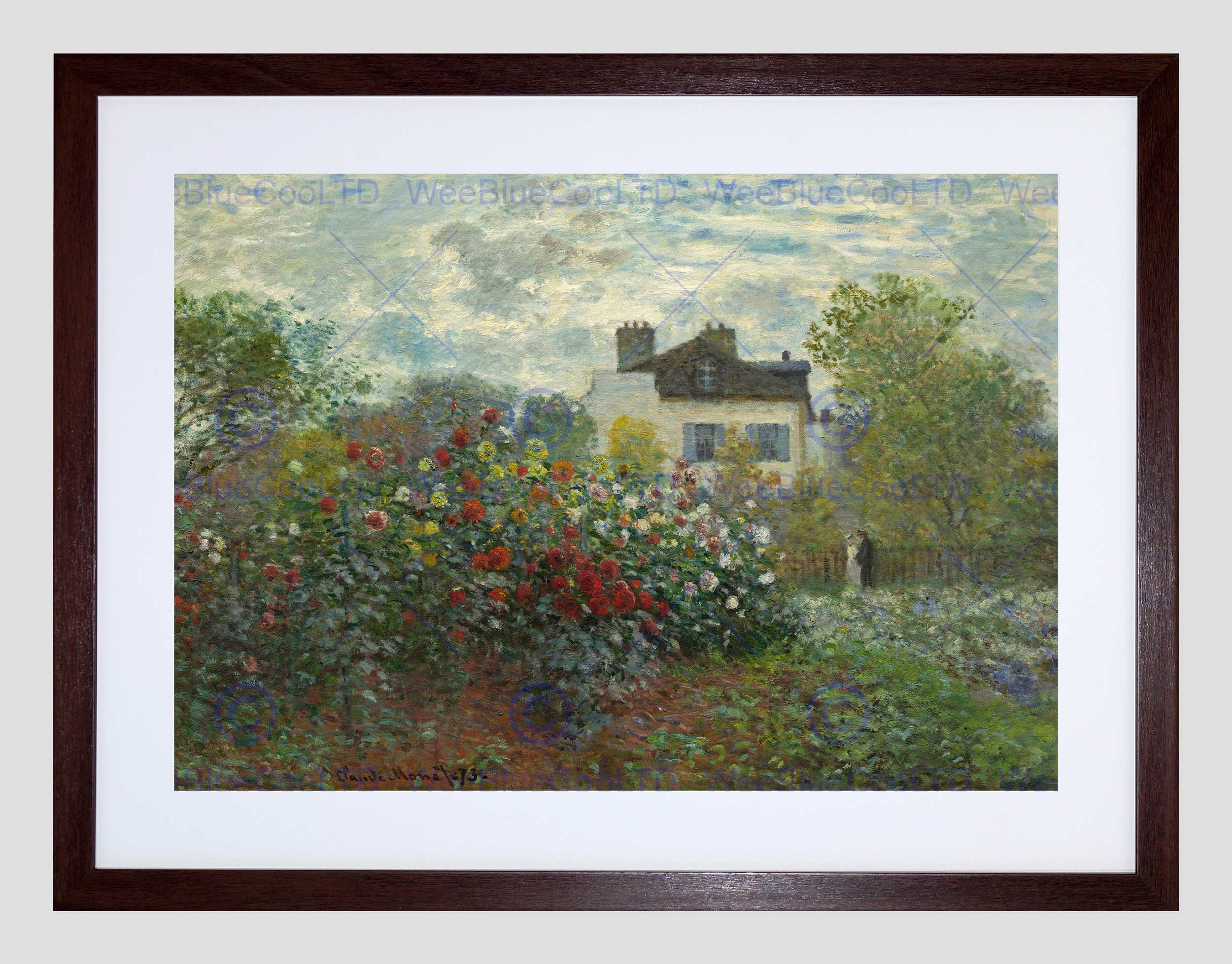 Wee Blue Coo Claude Monet French Artist Argenteuil Corner Garden Dahlia Framed Wall Art Print