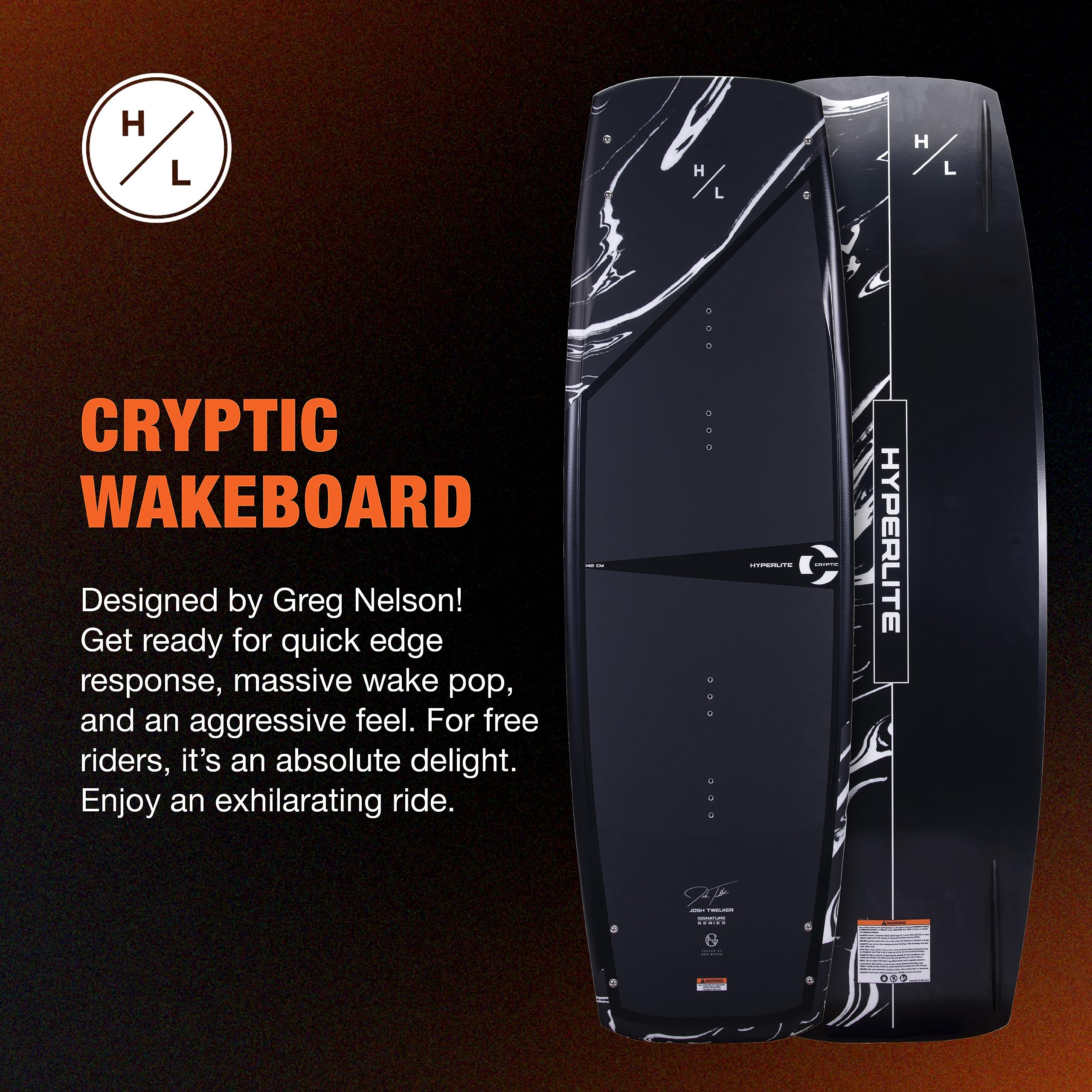 Hyperlite Cryptic Wakeboard + Remix Bindings Wakeboard Package - Perfect for Intermediate to Advanced Riders - 142cm, Binding Size (10-14)