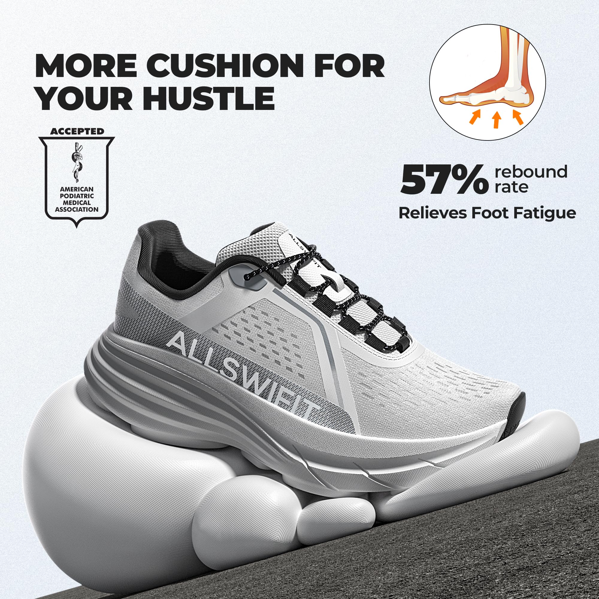 ALLSWIFIT Damskie buty tenisowe do biegania szosowego, wygodne buty do chodzenia, sportowe buty treningowe, siłownia, trampki, biały, 40.5 EU