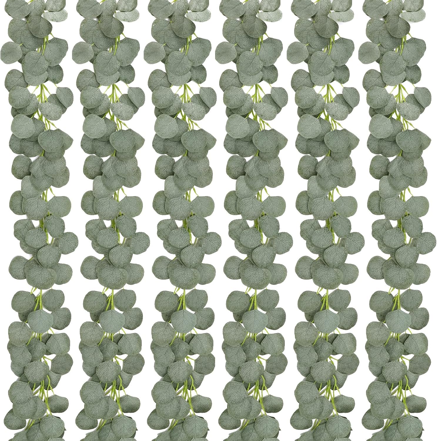 CEWOR 6pcs 35.4ft Artificial Eucalyptus Garland Greenery Garland Faux Silk Silver Dollar Eucalyptus Leaves Vines for Wedding Home Party Wall Garden Decor