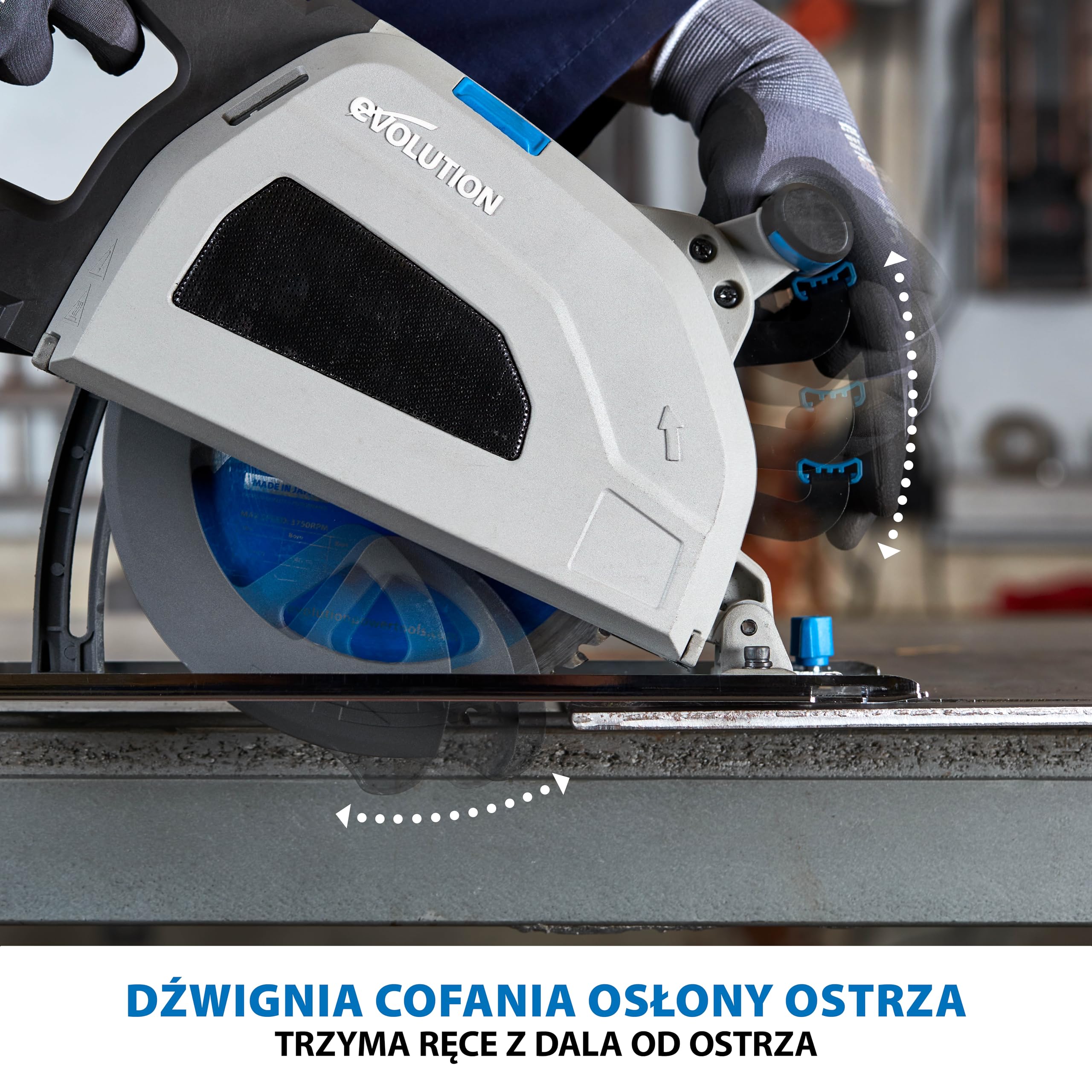 Evolution Piła Tarczowa S210CCS | Scie Circulaire Do Metalu 1800 W Z Tarczą Ø 210 mm | Tnie Stal Konstrukcyjną | Kompatybilna Z Szynami | Na Zimno