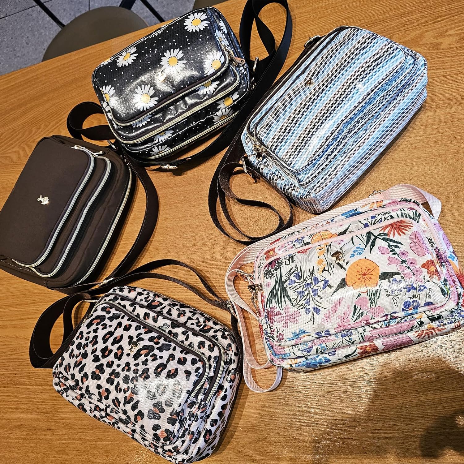 ESVAN Triple Zip Crossbody Bags for Women Fashion Ladies Purse Multi-Pocket Handbags Messenger Shoulder Bag - Image 8