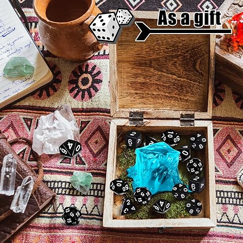 Miniatura 7 de Deekin Dados de cárcel gelatinosos cubos de resina de prisión, 7 dados para juegos de rol con contenedor de dados, juego de dados poliédricos