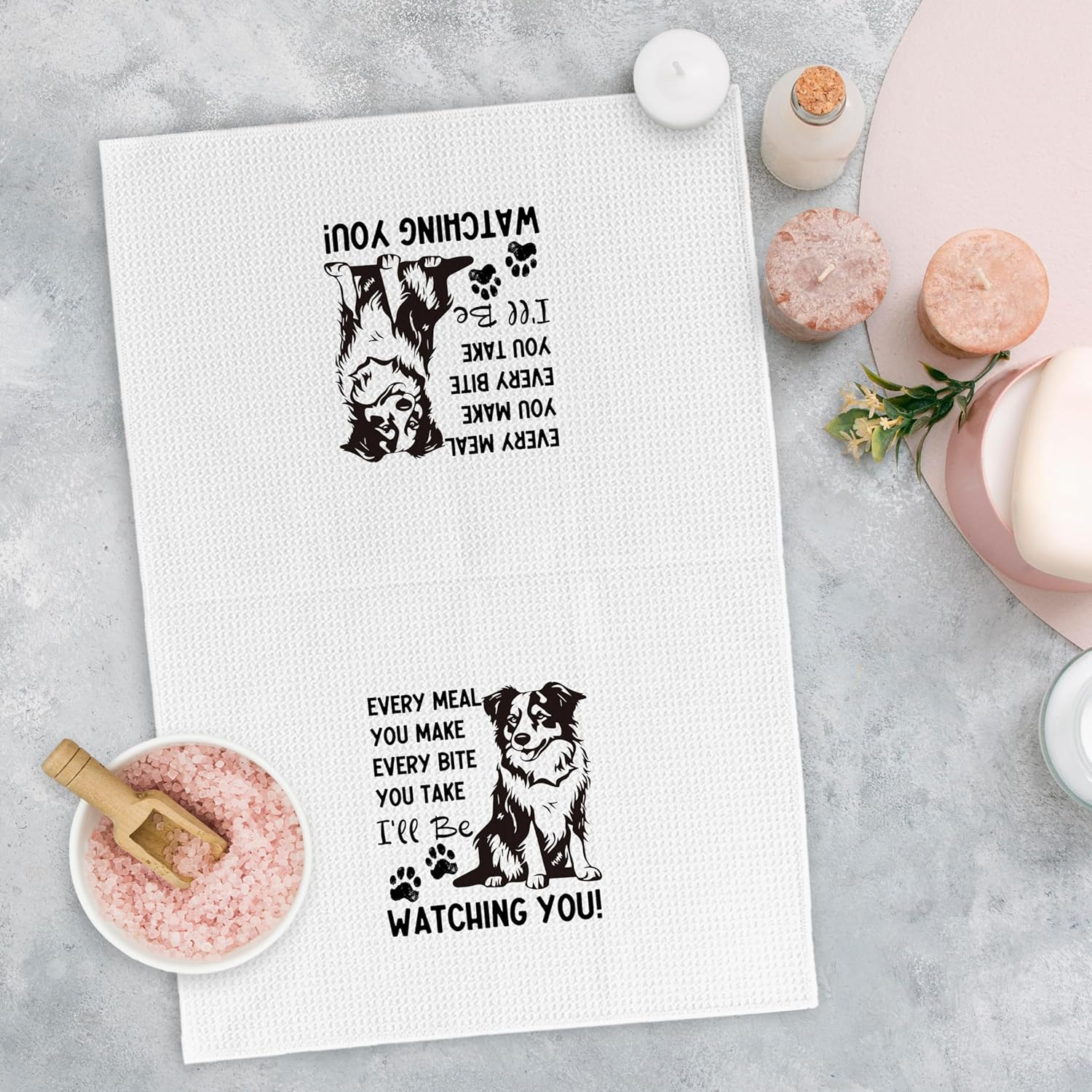 Australian Shepherd Gifts Kitchen Towels, Funny Aussie Dog Gifts Dish Tea Towels for Kitchen, Funny Dog Every Meal You Make Decorative Hand Towel for Bathroom, 16x24 Inches - Image 2