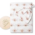 Miaoberry 100% Organic Cotton Baby Muslin Swaddle Blanket Set| Clay Rust Boho Sunrays| Gender Neutral for Boys Girls|Rust Sunset Sunshine| Hospital Newborn Receiving Blanket |Newborn Unisex