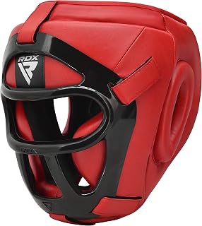 RDX Boxing Headgear Maya Hide Leather MMA Muay Thai, Removable Grill, Sparring Grappling Martial Arts, Kickboxing Taekwondo Karate BJJ Training Helmet