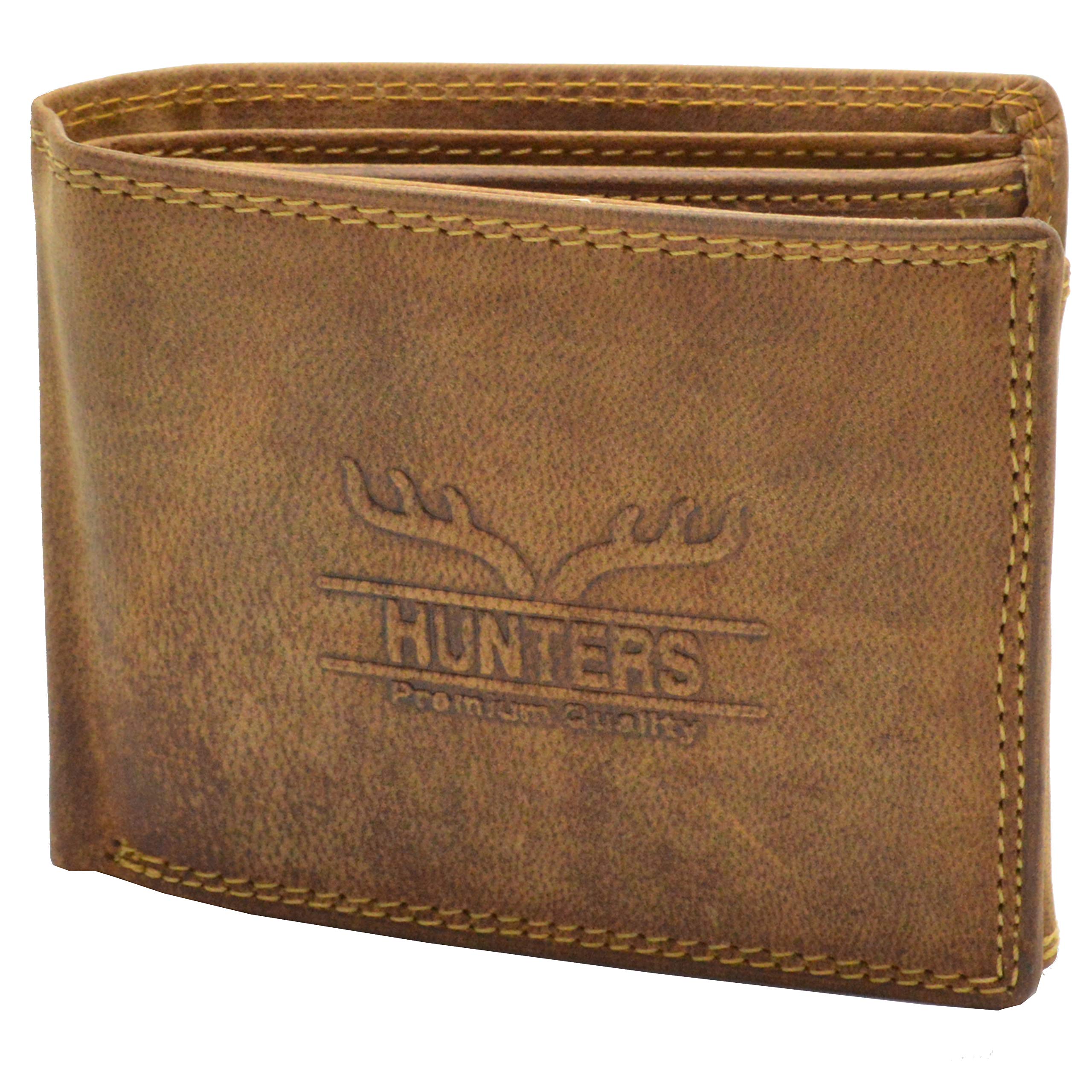 flevado Hunter Men's Wallet Landscape or Portrait Format Leather Brown, Quer Wildleder, Modern