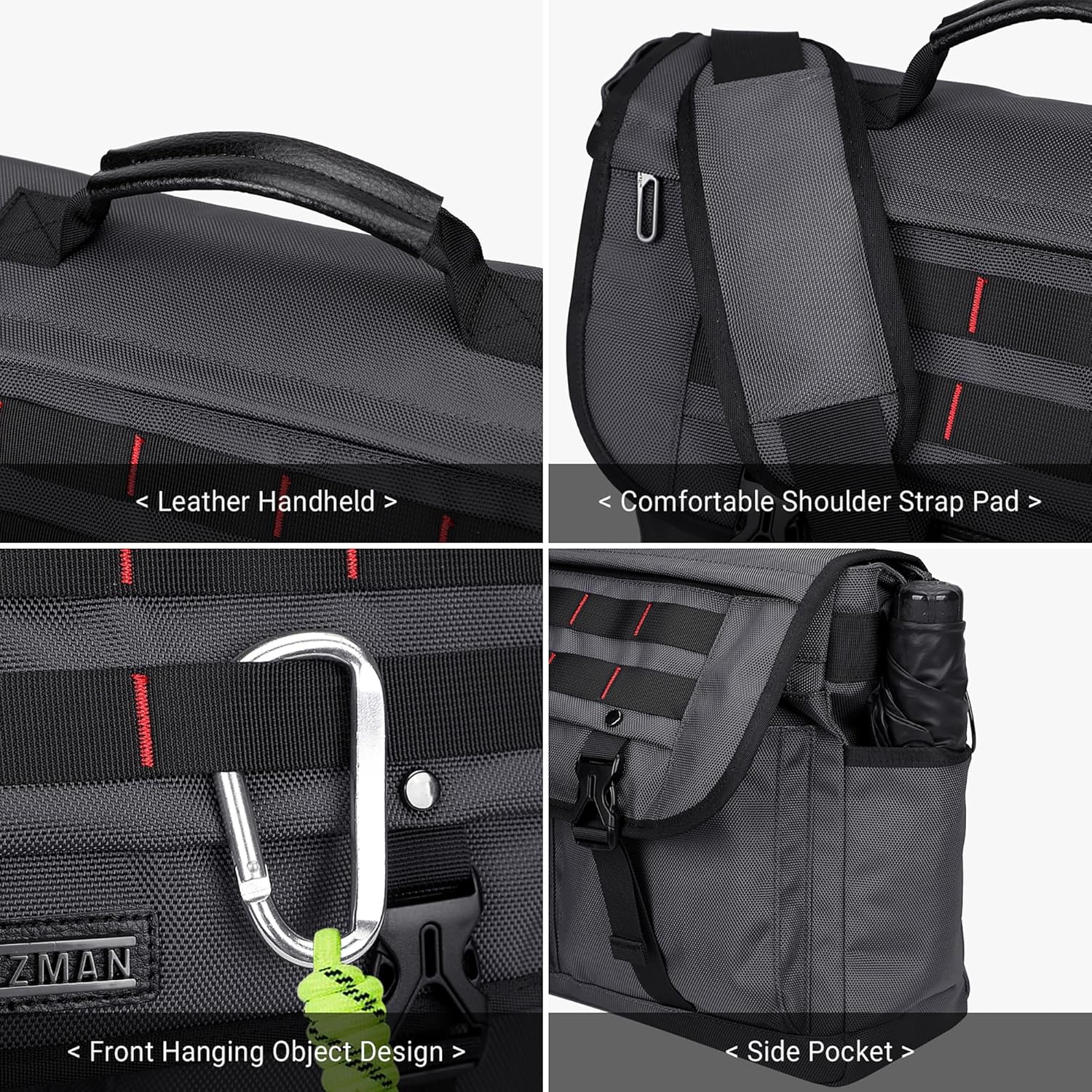 WITZMAN Messenger Bag for Men Crossbody Large Lightweight Satchel Bag Nylon Shoulder Bag with 15.6 inch Laptop - Image 6