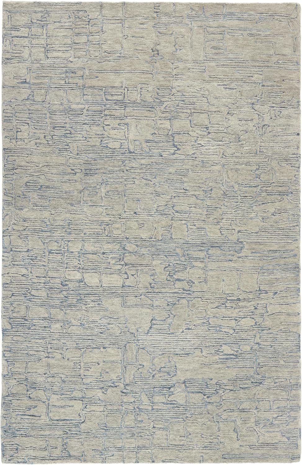 TOWN & COUNTRY LUXE Remi Abstract Line Art Handcrafted 100% Wool Area Rug, Grey/Blue, 8"x10" Grey/Blue 8' x 10' (Rectangular)