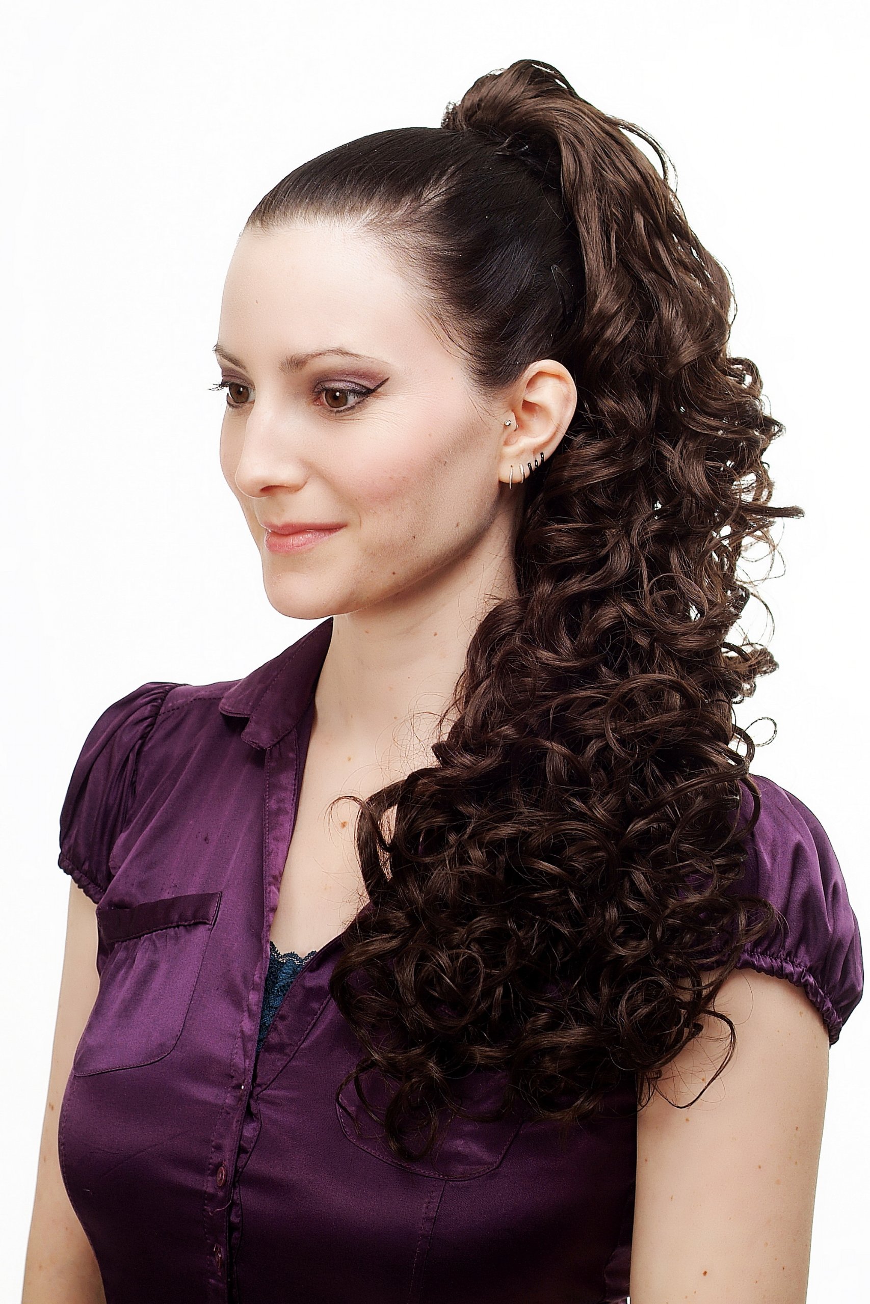 Hairpiece PONYTAIL extension VERY long MASSIVE volume voluminous curly AMAZING curls BROWN kinks N310-6, brown (6) - Image 3