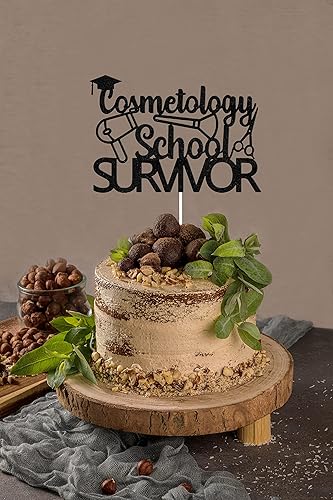 Miniatura 4 de Cosmetología School Survivor Cake Topper, letrero de decoración de posgrado de cosmetología, decoración de pastel de fiesta de graduación,