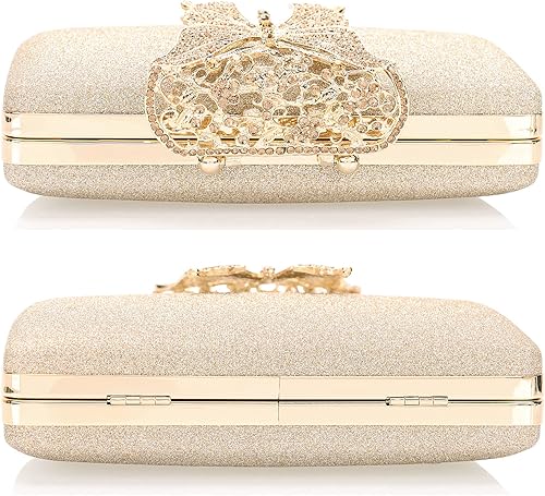 Miniatura 5 de Dexmay - Bolso de noche para mujer con cierre de mariposa y diamantes de imitación