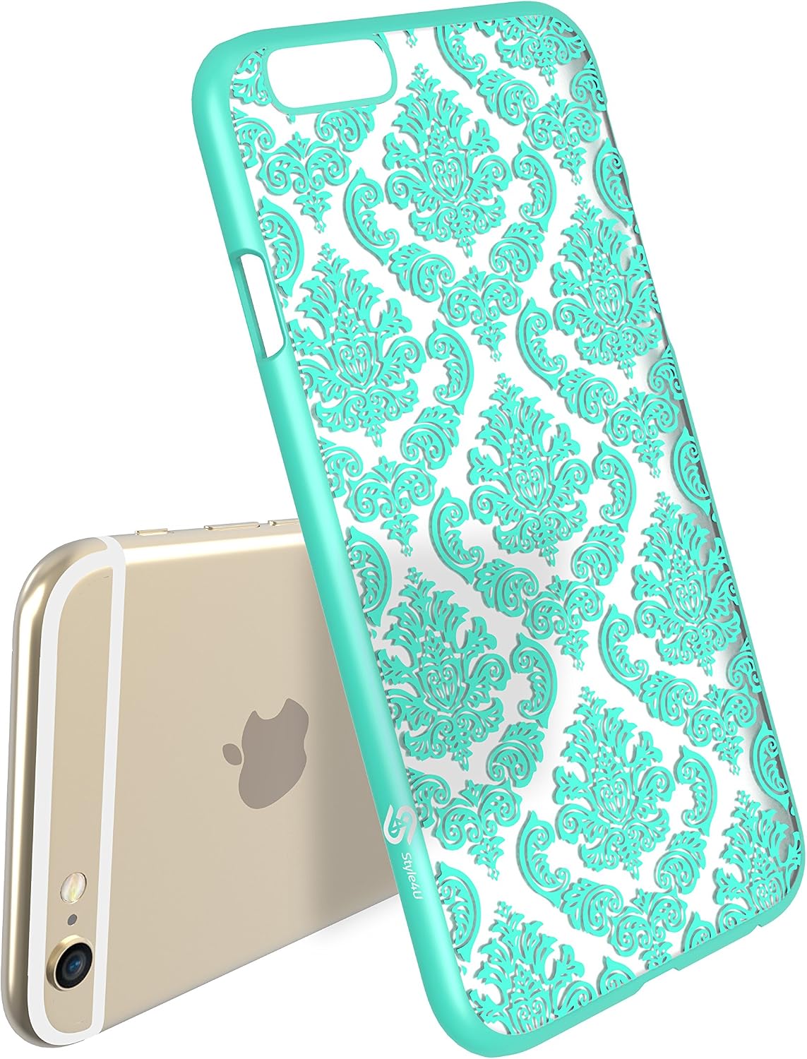 iPhone 6 Case, Style4U iPhone 6 [Teal] Flower Damask Design Slim Fit Case Cover for Apple iPhone 6 4.7 Inch with 1 Stylus and 1 HD Clear Screen Protector [Teal]