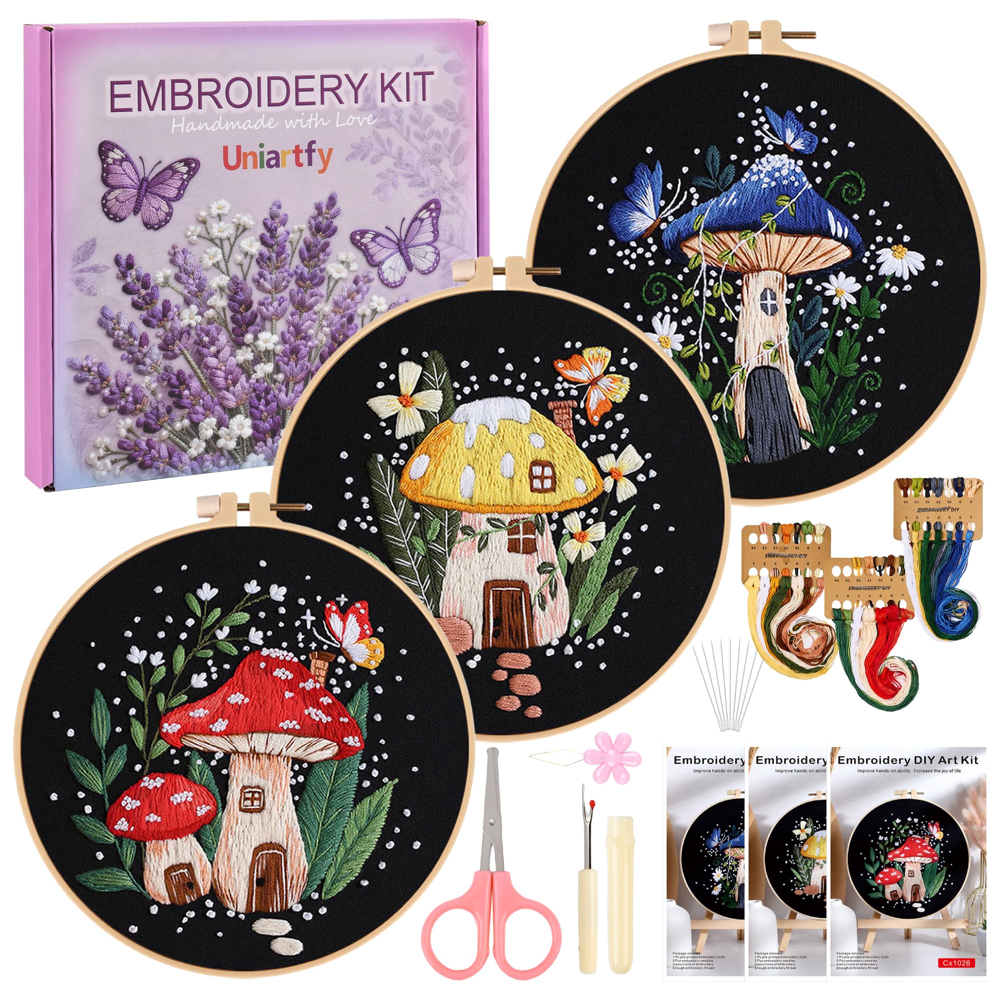 Beginner Embroidery Kit - Butterfly & Tree Designs -12