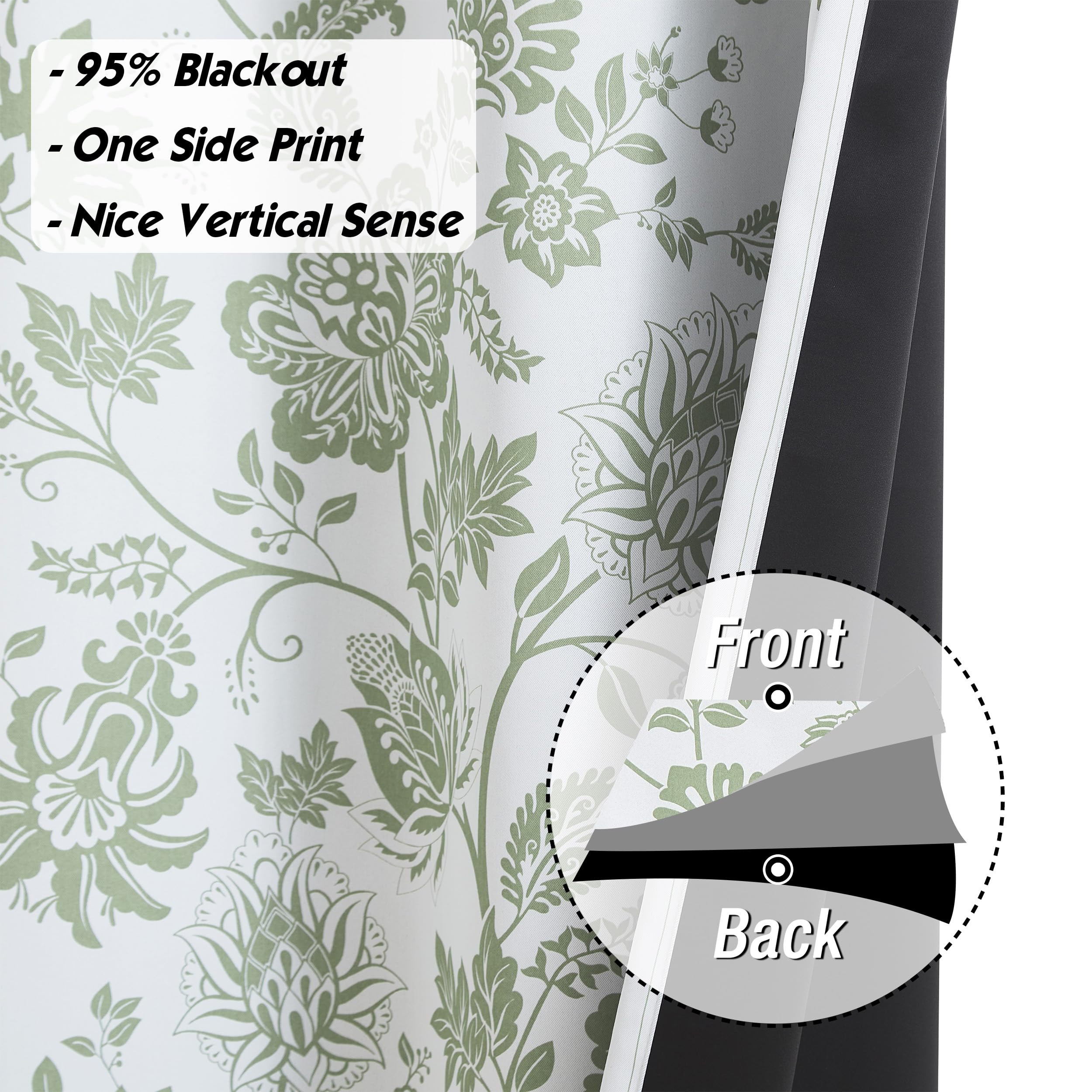 Amazon｜Jubilantex ボタニカル 遮光カーテン 長さ84インチ ノイズ低減