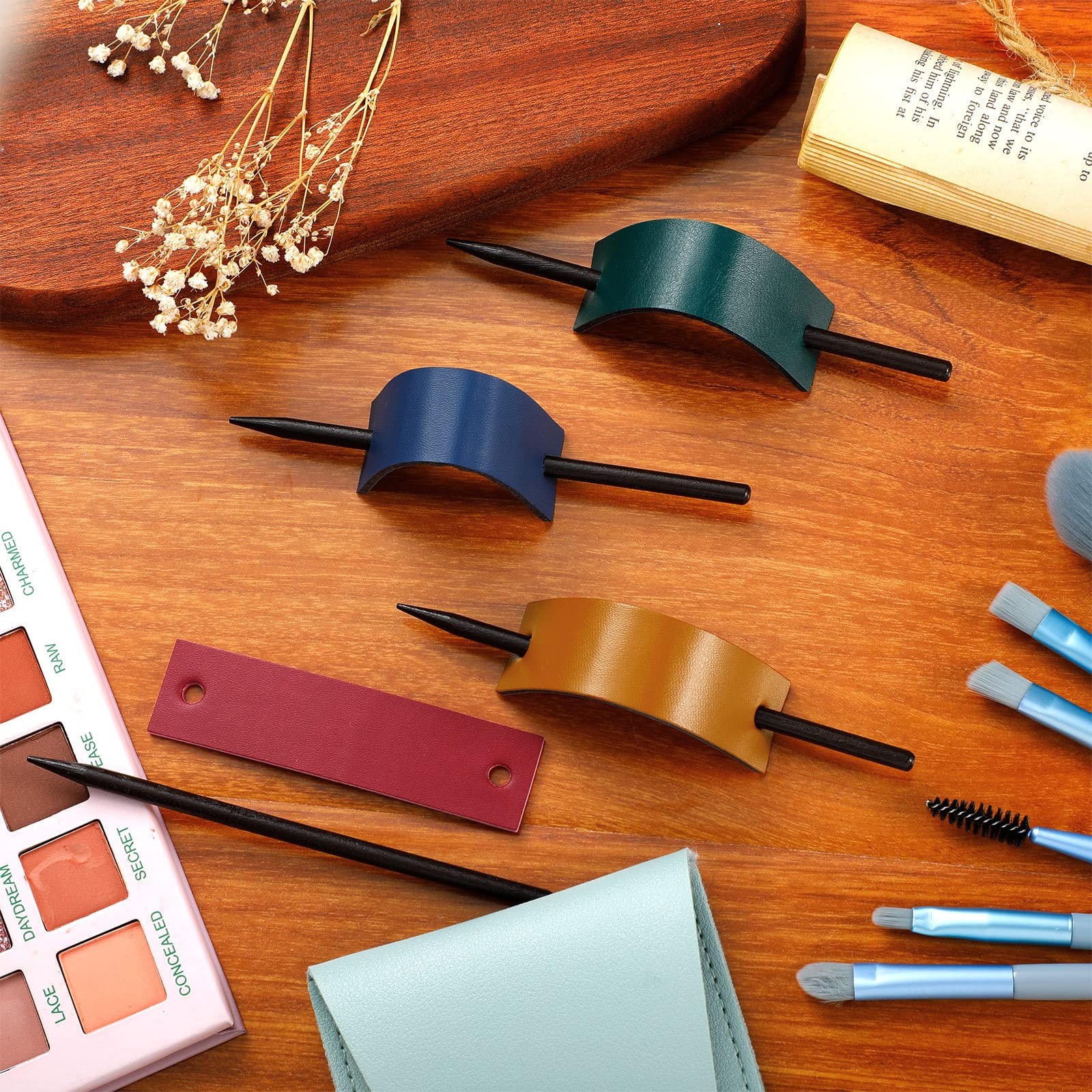 4 Pinces à Cheveux Barrette 70 Mm - Couleur Marron Et Bleu - Neuf Avec étiquettes