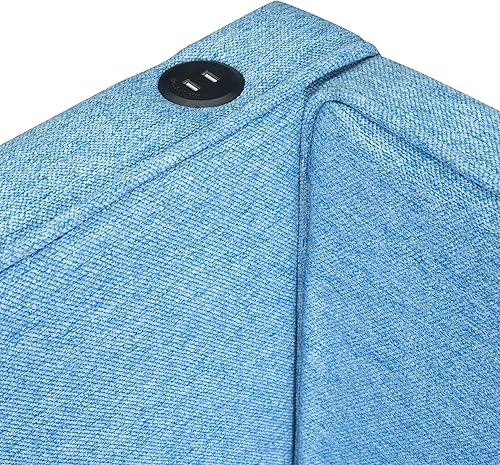 Miniatura 14 de SOFTSEA Marco de sofá cama simple para sala de estar, sofá cama tapizado de tamaño matrimonial con colchón de funda de lino, respaldo y Beige,Beige