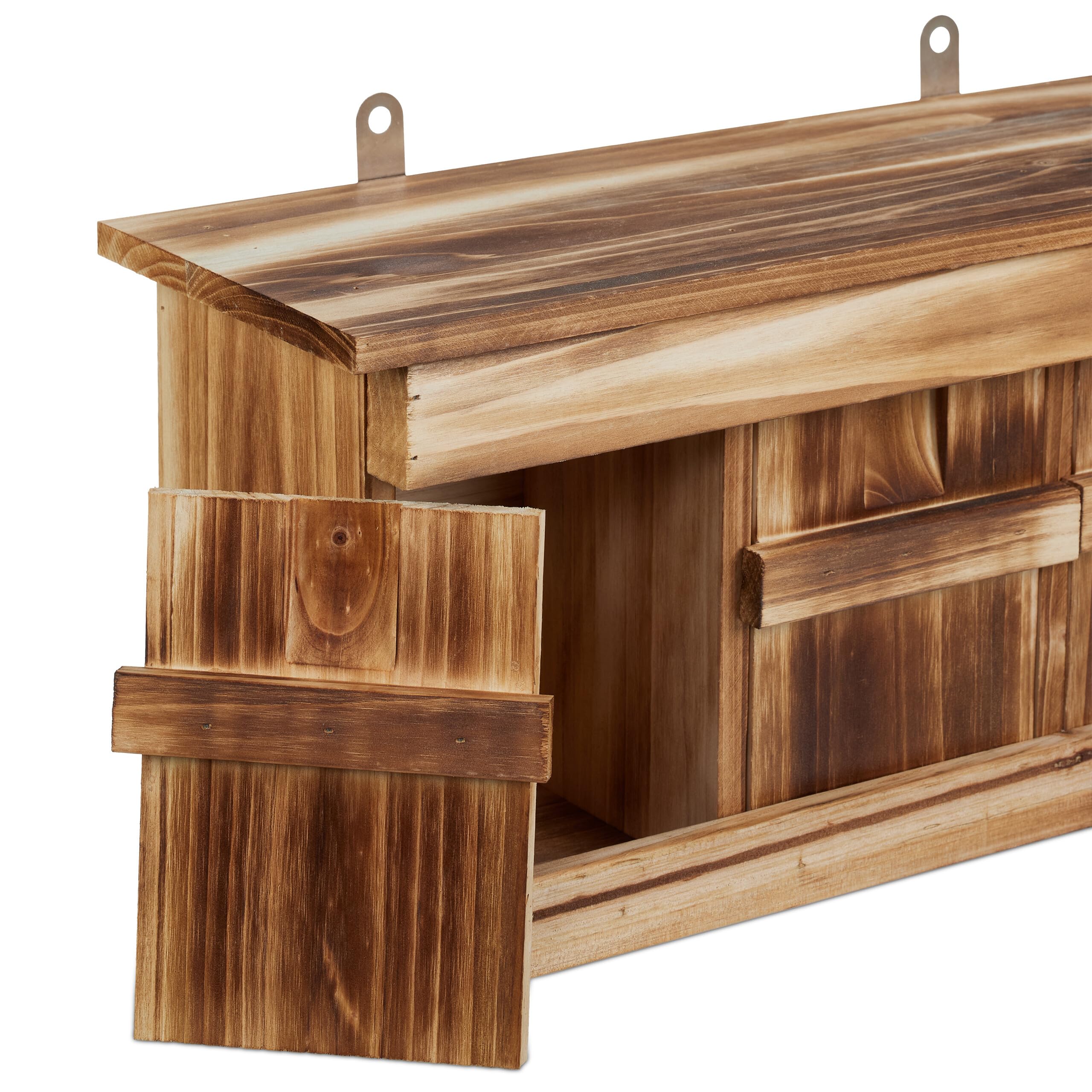 Relaxdays Casetta per Uccelli, 3 Camere, Nido in Legno di Abete, Ingresso HxL 3x2 cm, Cassetta da Appendere, Marrone