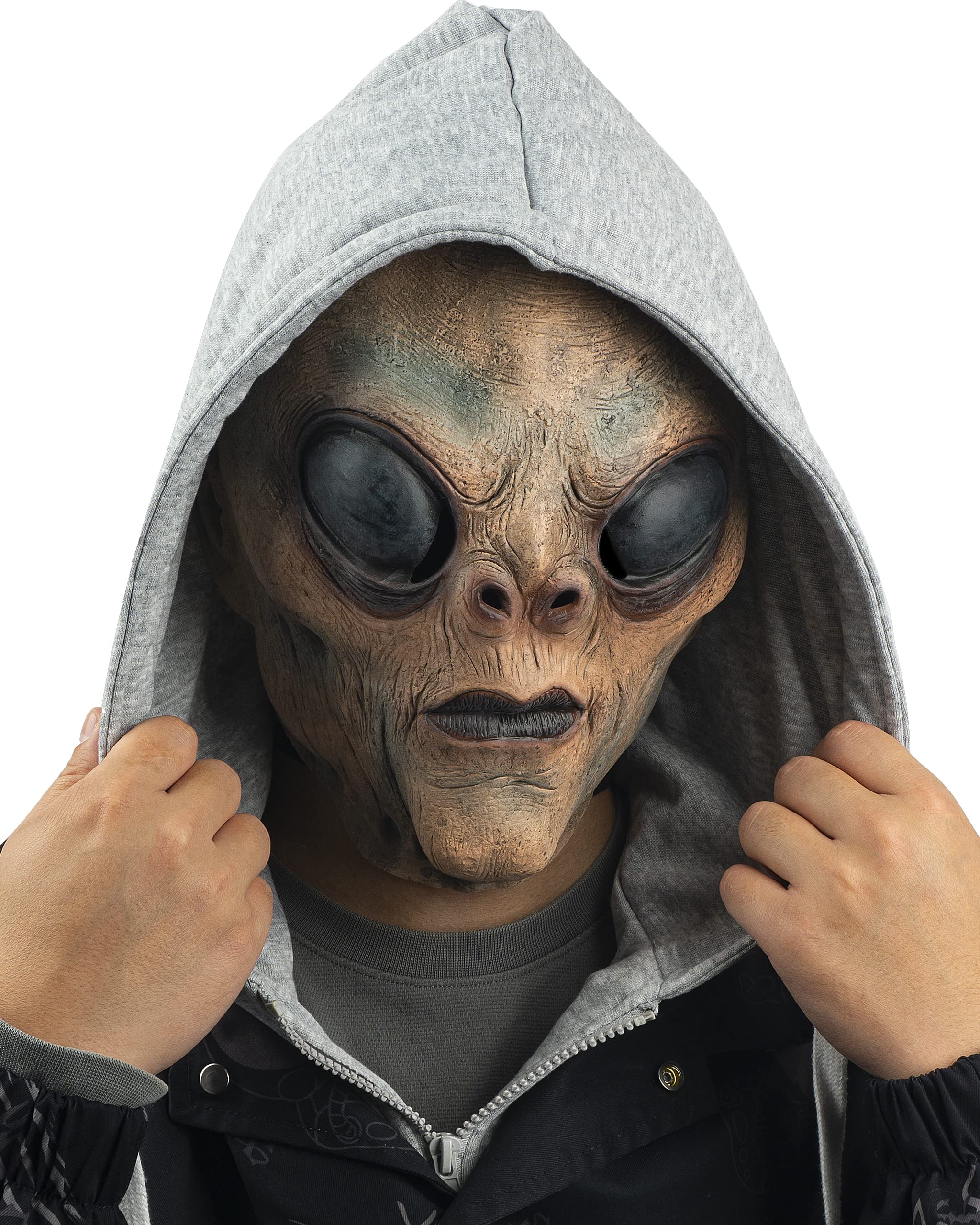 CreepyPartyAlien Mask ET Dress Up Latex Full Head Scary Horror Mask Extraterrestrial Fancy Dress for Halloween Carnival Costume Party