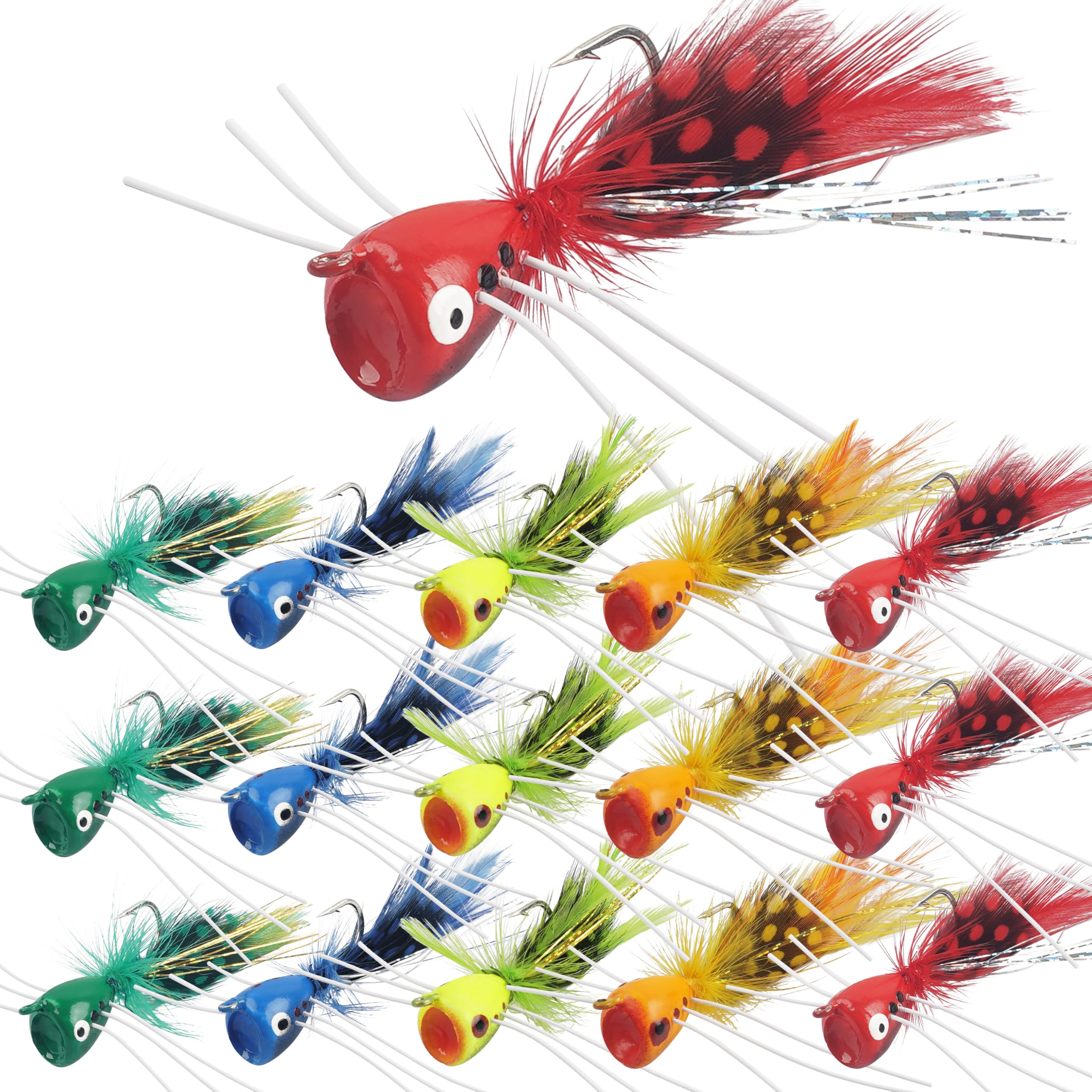 Fliegenfischen Popper Fliegen, Popper Angelköder, Topwater Poppers Fliegen, Käfer Köder für Fliegenfischen, Barsch, Bluegill, Crappie, Forelle, Lachs, Panfish, Barsch