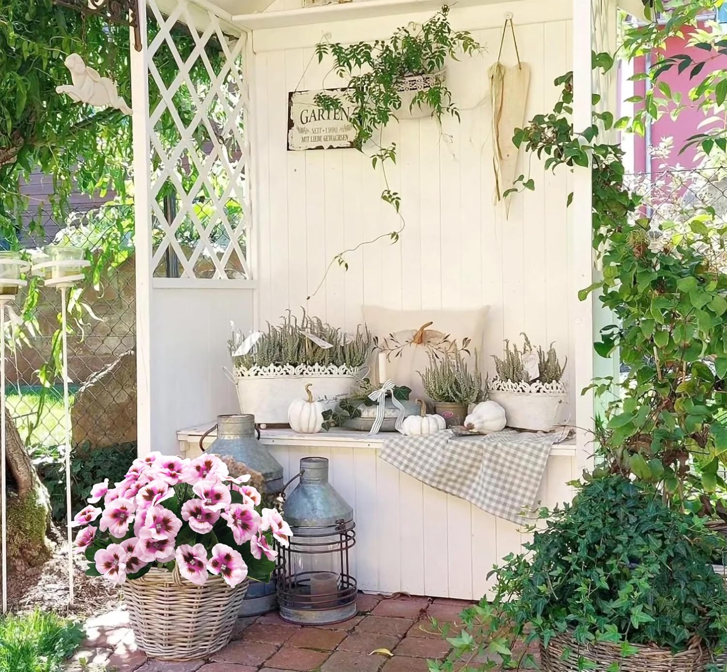 4PCS Artificial Silk Pansy Flowers Outdoor Spring Flowers Pansies Wildflower UV Resistant Plants Faux Impatiens Purplepink for Window Box Wedding Party Outside Garden Porch Decor - Image 6