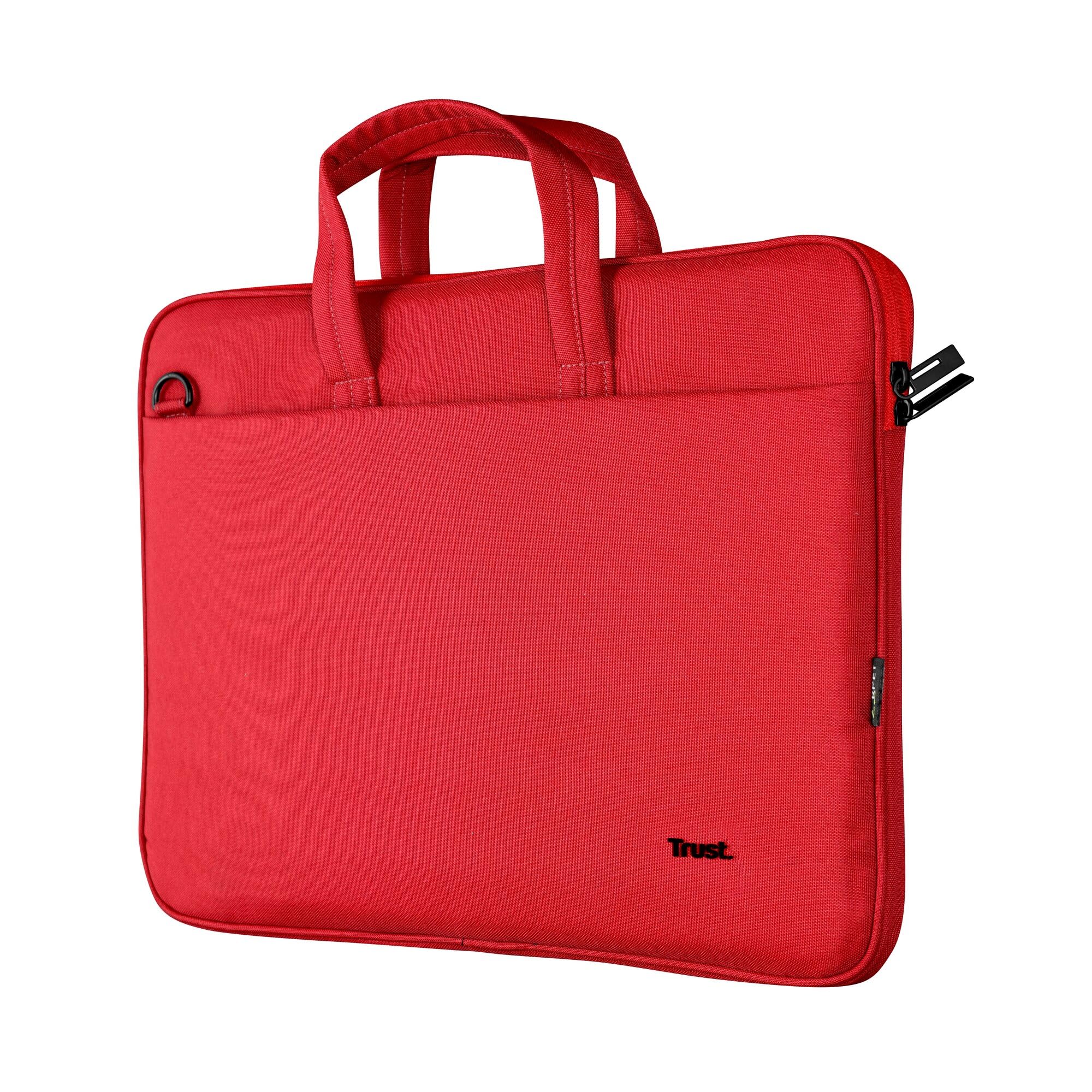 Trust Bologna Slim Laptop Tasche bis 16 Zoll mit Schultergurt, Rot