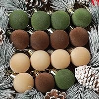 Vista 9 de Liliful - 15 bolas de Navidad, de terciopelo, a granel, flocadas, de plástico, adornos decorativos para colgar, decoración de árbol de Navidad Marrón