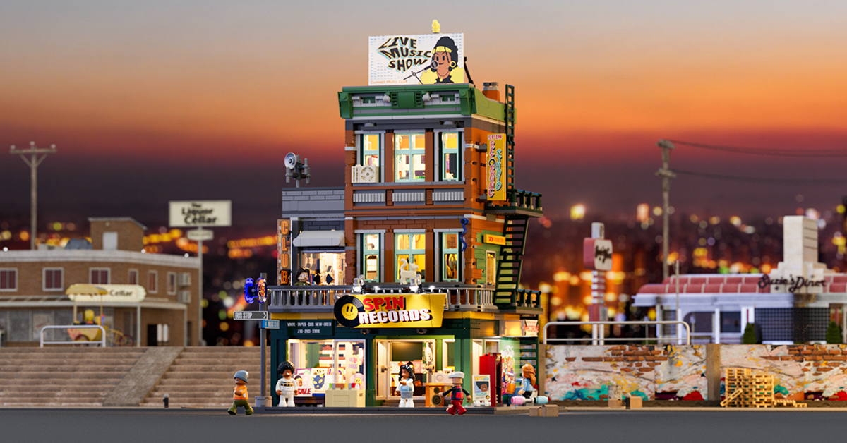 Funwhole Fabrikhaus-der-Musik Beleuchtung Klemmbausteine Haus City Straßenfusion Modular Building 2654 Pcs Spielzeug-Geschenk für Musikliebhaber