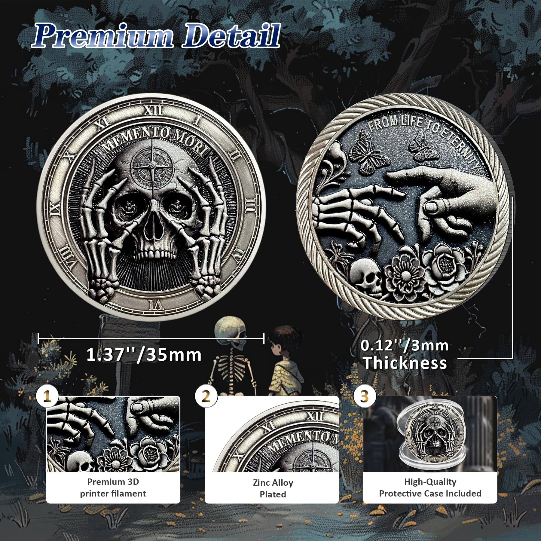Amazon.com : Delicate Memento Mori Coin - Novelty Skull Amor