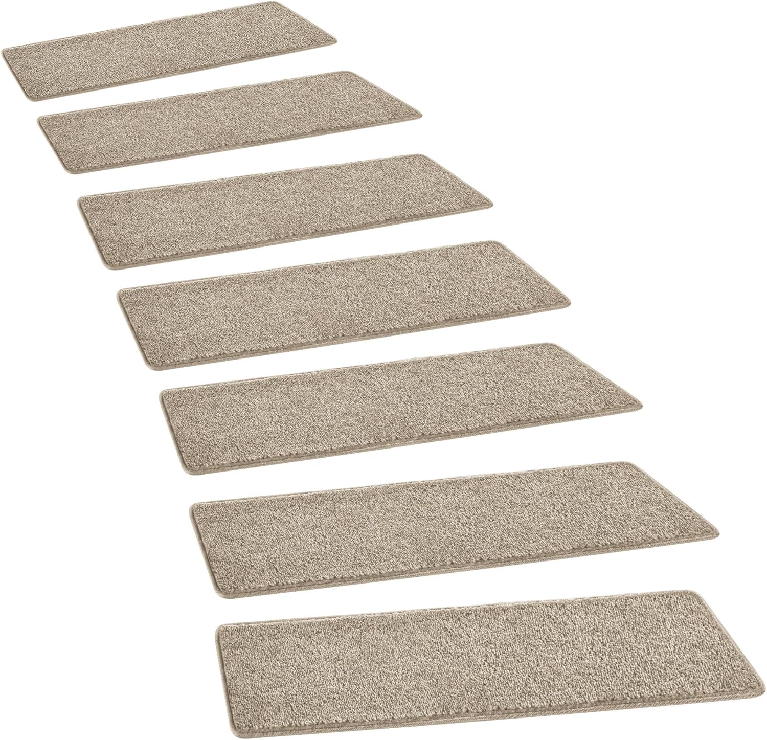 PURE ERA Carpet Stair Treads Tape Free Non Slip Indoor Stair Carpet Stair Protectors Pet-Friendly Non-Slip Skid Resistant Washable Reusable 8" x 30"(14 Pieces,Cream Gray) Cream Gray 14 Pieces NO Bullnose
