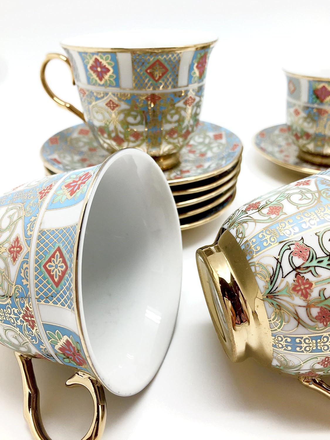 Buy Devnow Porcelain Richmond Tea Cup Saucer Set 180ml Online at Low