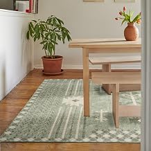 Revival Rugs Flam 8x10 Zero-Shedding Area Rug for Living Room Bedroom - Oeko-TEX Certified, Low Pile, Spot Clean, Green