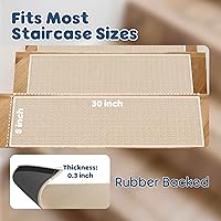 Vista 2 de GOYLSER Peldaños antideslizantes para escaleras de madera en interiores, 15 piezas de alfombrillas para escalones beige con respaldo de goma