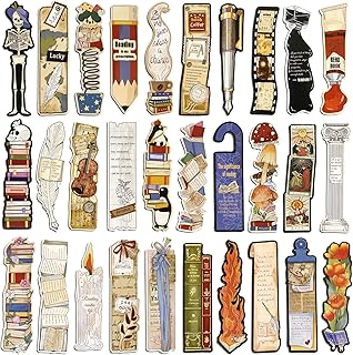 30 PCS Vintage Style Book Tracker Bookmarks,Funny Irregular Shape Paper Bookmark,Reading Page Markers for Men Women Book Lovers