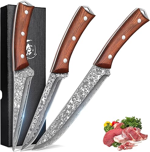 Miniatura 10 de Upgraded Serbian Chef Knife Butcher Cleaver Knife for Meat Cutting Viking Boning Knife Set 3 Pcs