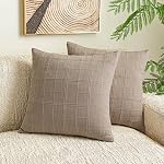 Throw Pillow Covers 18x18 Inch Set of 2 Decorative Linen Textured Spring Modern Square Accent Cushion Covers Boho Farmhouse for Sofa Chair Couch Bed Living Room Home Decor, Olive Green