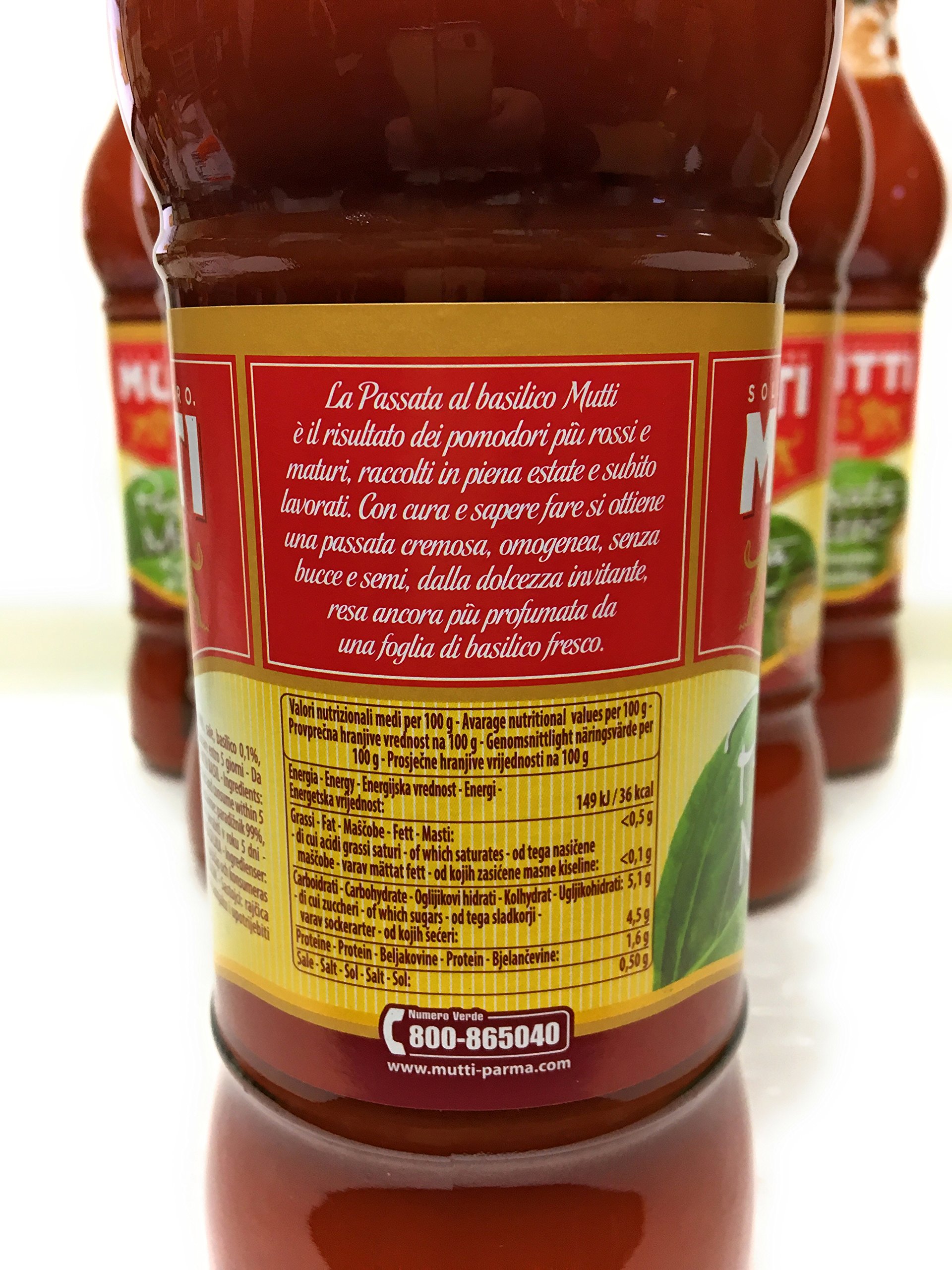 Mutti Passata - Puro de tomates con albahaca, 6 unidades (0,7 l)