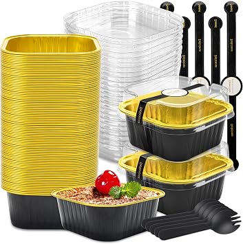 Halloween Aluminum Cups with Lids, 60 Pack for Bake Sales