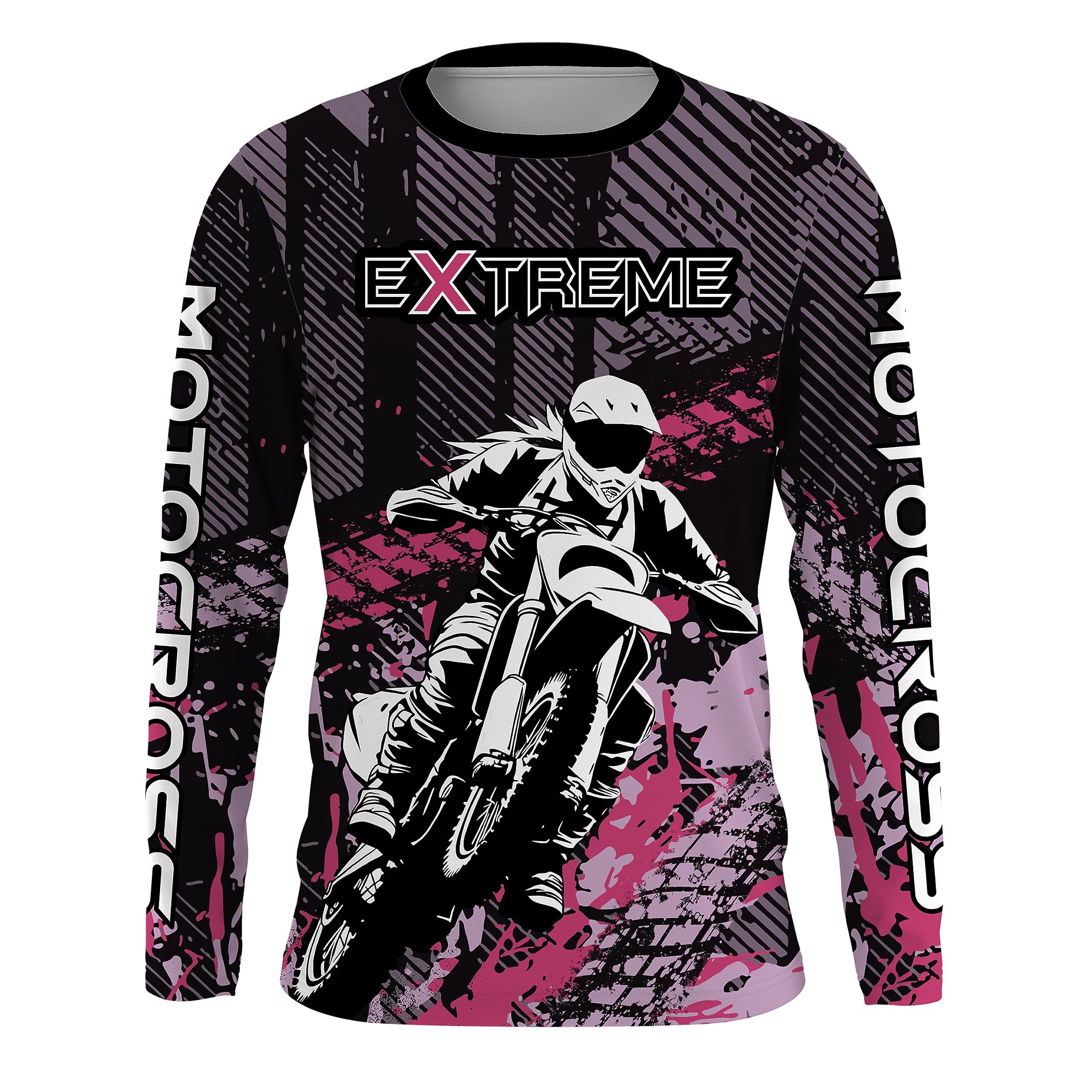 Motocross Jersey Pink UPF30+ Dirt Bike Shirt for Girl Women MX Racing Jersey Off-Road Motorcycle Shirt Biker Girl XM156 (Adult Jersey)