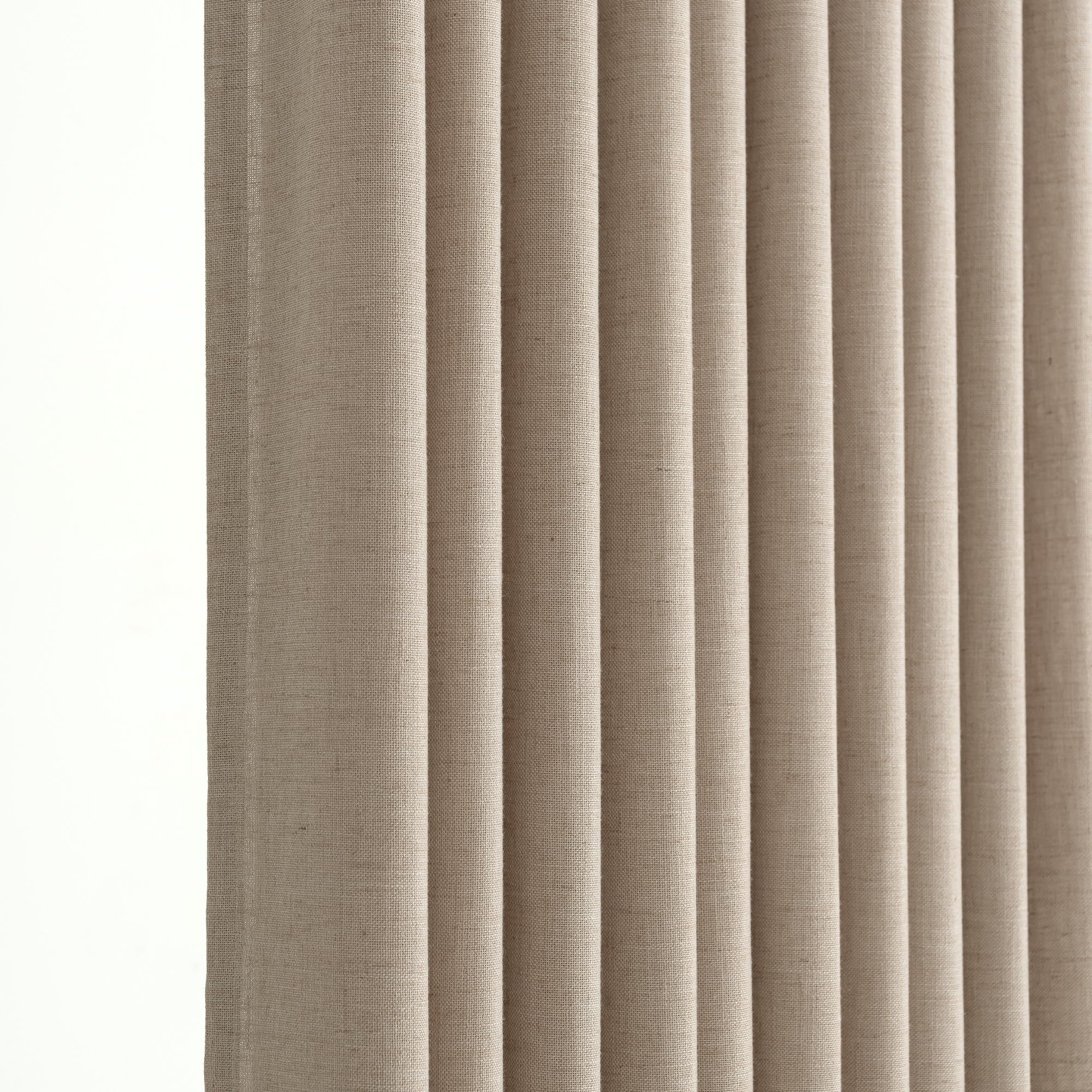 Liz Pinch Pleated Linen Curtains Light Filtering Curtains for Living Room, Farmhouse Window Curtains for Bedroom, Modern Drapes with Hooks and Rings, 95 Inches Long, Burlywood Birch, 2 Panels Set