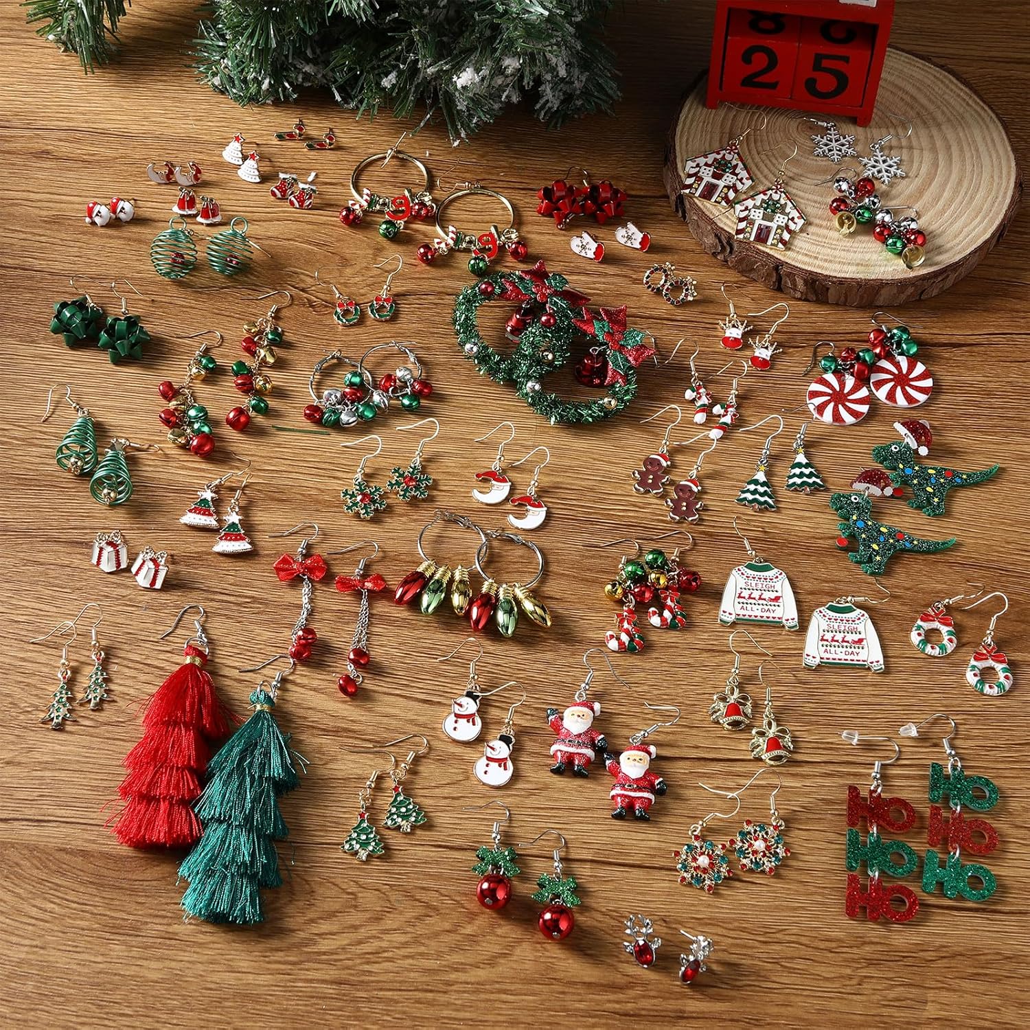 Tondiamo 48 Pairs Christmas Earrings Set for Women Xmas Holiday Dangle Earrings Bulk Lady Cute Christmas Party Jewelry Gifts - Image 4