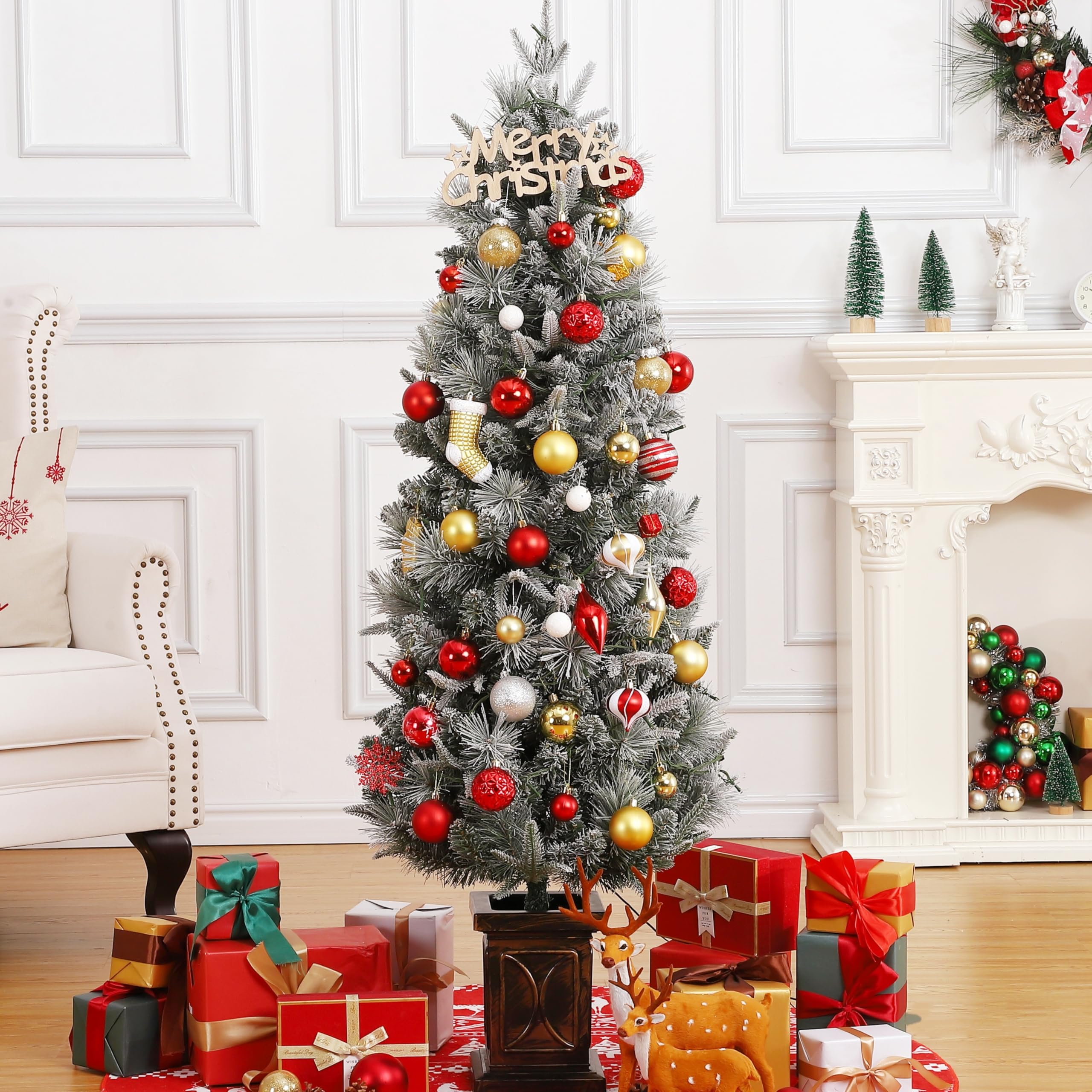 Amazon | Litake クリスマスツリー 150cm 雪化粧 ホワイトツリー 高