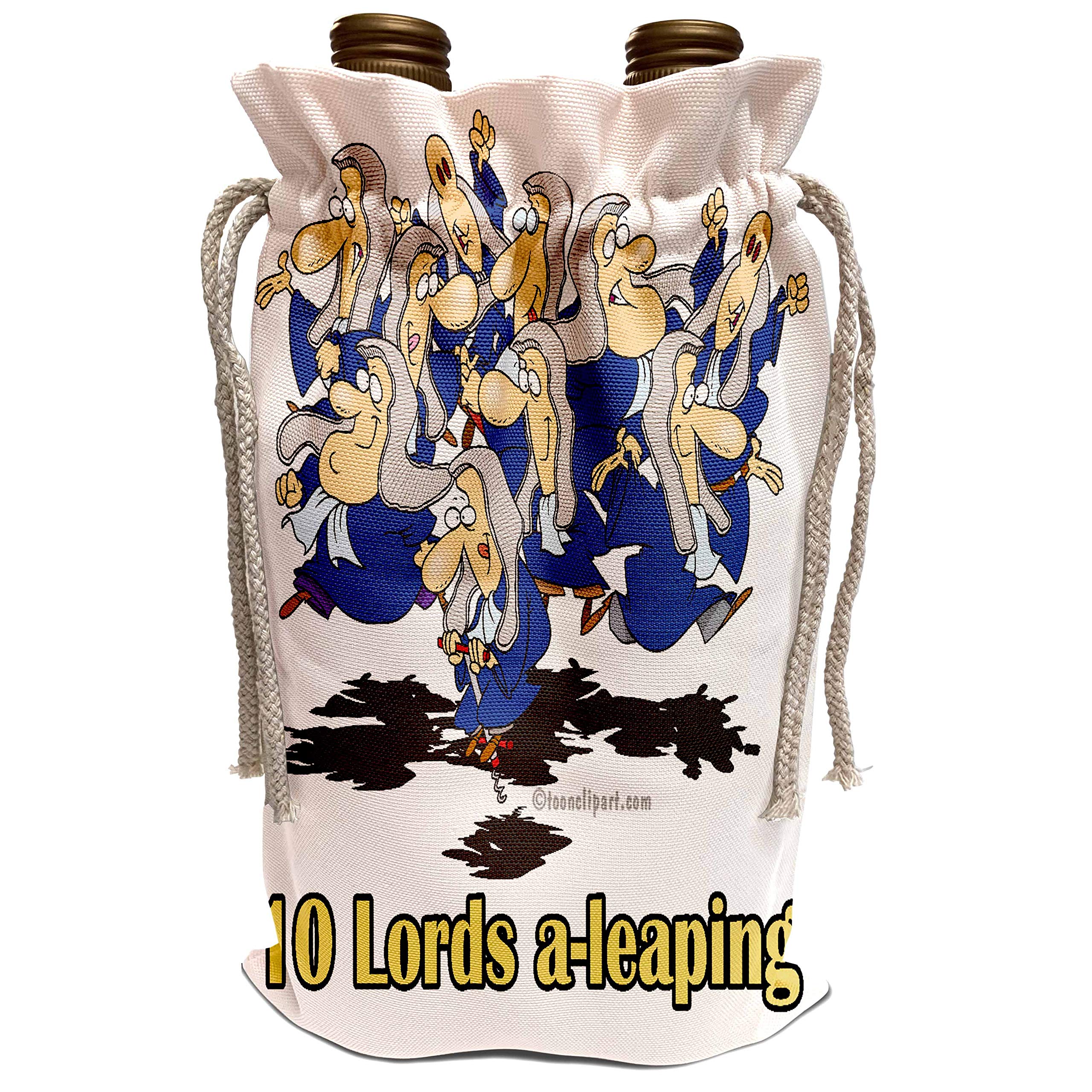 3dRose Dooni Designs Random Toons - Ten Lords a-Leaping - Wine Bag (wbg_104422_1)
